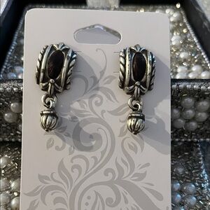 Brighton Elegant Silver and Brown Dangle Earrings